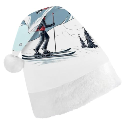 DWVSFJM Weihnachtsmütze mit Ski-Thema, weiche Weihnachtsmütze für Erwachsene, waschbar, Uni, stilvolle Urlaubsmütze DWVSFJM Weihnachtsmütze mit Ski-Thema, weiche Weihnachtsmütze für Erwachsene, waschbar, Uni, stilvolle Urlaubsmütze von DWVSFJM