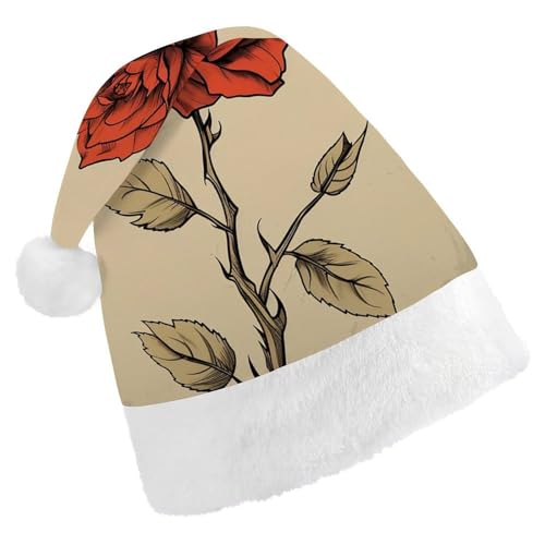 DWVSFJM Weihnachtsmütze mit Strichzeichnung, Rose, weich, für Erwachsene, waschbar, Uni, stilvolle Urlaubsmütze DWVSFJM Weihnachtsmütze mit Strichzeichnung, Rose, weich, für Erwachsene, waschbar, Uni, stilvolle Urlaubsmütze von DWVSFJM