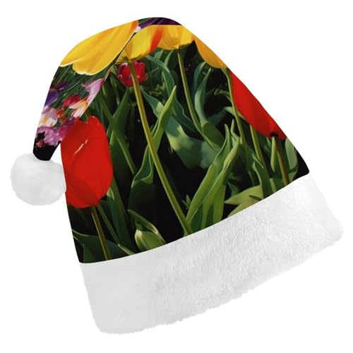 DWVSFJM Weihnachtsmütze mit Tulpenmotiv, weich, für Erwachsene, waschbar, Uni, stilvolle Urlaubsmütze DWVSFJM Weihnachtsmütze mit Tulpenmotiv, weich, für Erwachsene, waschbar, Uni, stilvolle Urlaubsmütze von DWVSFJM