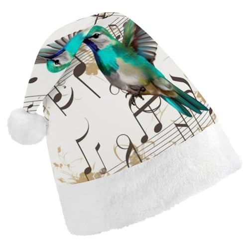 DWVSFJM Weihnachtsmütze mit Vögeln und Musiknoten, weiche Weihnachtsmütze für Erwachsene, waschbar, Uni, stilvolle Urlaubsmütze DWVSFJM Weihnachtsmütze mit Vögeln und Musiknoten, weiche Weihnachtsmütze für Erwachsene, waschbar, Uni, stilvolle Urlaubsmütze von DWVSFJM
