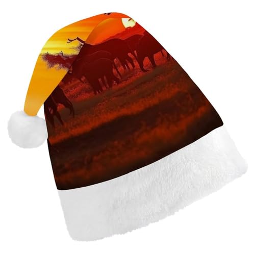 DWVSFJM Weihnachtsmütze mit afrikanischem Tier, Sonnenuntergang, weiche Weihnachtsmütze für Erwachsene, waschbar, Uni, stilvolle Urlaubskappe DWVSFJM Weihnachtsmütze mit afrikanischem Tier, Sonnenuntergang, weiche Weihnachtsmütze für Erwachsene, waschbar, Uni, stilvolle Urlaubskappe von DWVSFJM