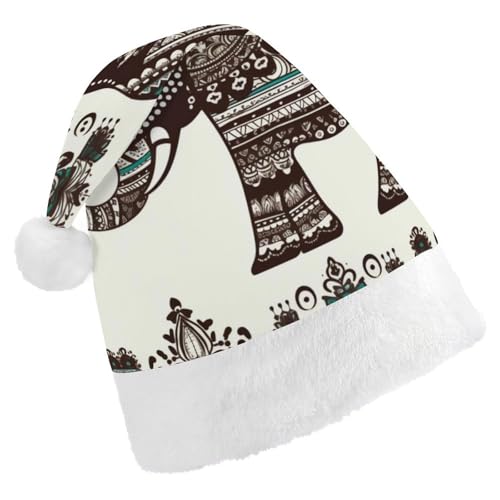 DWVSFJM Weihnachtsmütze mit böhmischem Elefantenmuster, weiche Weihnachtsmütze für Erwachsene, waschbar, Uni, stilvolle Urlaubskappe DWVSFJM Weihnachtsmütze mit böhmischem Elefantenmuster, weiche Weihnachtsmütze für Erwachsene, waschbar, Uni, stilvolle Urlaubskappe von DWVSFJM