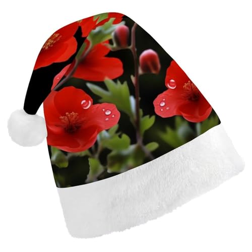 DWVSFJM Weihnachtsmütze mit roten Blumen, weiche Weihnachtsmütze für Erwachsene, waschbar, Uni, stilvolle Urlaubsmütze DWVSFJM Weihnachtsmütze mit roten Blumen, weiche Weihnachtsmütze für Erwachsene, waschbar, Uni, stilvolle Urlaubsmütze von DWVSFJM