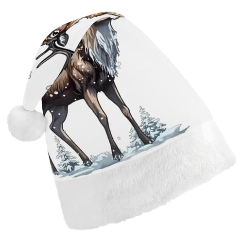 Handbemalte Weihnachtsmütze mit Hirsch, weich, für Erwachsene, waschbar, Uni, stilvolle Urlaubsmütze Handbemalte Weihnachtsmütze mit Hirsch, weich, für Erwachsene, waschbar, Uni, stilvolle Urlaubsmütze von DWVSFJM