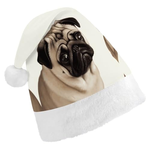 DWVTMNS Personalisierter Weihnachtshut für den Urlaub, bedruckter Weihnachtsmannhut, 43,1 cm, Mops-Hund, geeignet für Neujahr, Partygeschenk DWVTMNS Personalisierter Weihnachtshut für den Urlaub, bedruckter Weihnachtsmannhut, 43,1 cm, Mops-Hund, geeignet für Neujahr, Partygeschenk von DWVTMNS
