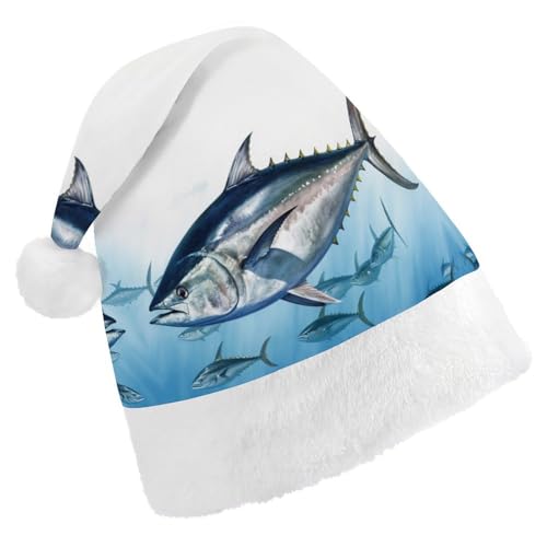 DWVTMNS Weihnachtsmütze, personalisierbar, Weihnachtsmannmütze, bedruckt, 43 cm, Blauflossen-Thunfisch, Thunnus, geeignet für Silvester, Feiertage, Partygeschenke DWVTMNS Weihnachtsmütze, personalisierbar, Weihnachtsmannmütze, bedruckt, 43 cm, Blauflossen-Thunfisch, Thunnus, geeignet für Silvester, Feiertage, Partygeschenke von DWVTMNS