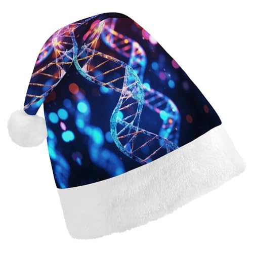 DWVTMNS Weihnachtsmütze, personalisierbar, Weihnachtsmannmütze, bedruckt, 43 cm, DNA, genetische Helix, geeignet für Silvester, Feiertage, Partygeschenke von DWVTMNS