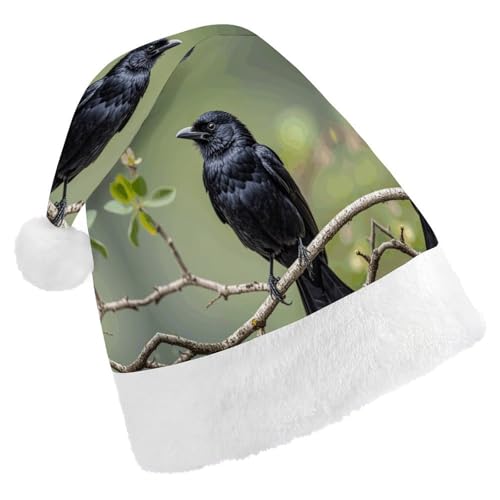 DWVTMNS Weihnachtsmütze, personalisierbar, Weihnachtsmannmütze, bedruckt, 43 cm, schwarze Krähenvögel auf einem Ast, geeignet für Neujahrsfeiertage, Partygeschenke DWVTMNS Weihnachtsmütze, personalisierbar, Weihnachtsmannmütze, bedruckt, 43 cm, schwarze Krähenvögel auf einem Ast, geeignet für Neujahrsfeiertage, Partygeschenke von DWVTMNS