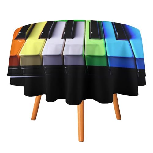 DWVTSLH Bunte Tischdecke mit Klaviermusik, Regenbogen-Druck, runde Tischdecken, Herbst-Tischdecken, knitterfrei, Stoff-Tischdecken, rund, 178 cm, für Esszimmer, Küche, Hochzeit, Party usw DWVTSLH Bunte Tischdecke mit Klaviermusik, Regenbogen-Druck, runde Tischdecken, Herbst-Tischdecken, knitterfrei, Stoff-Tischdecken, rund, 178 cm, für Esszimmer, Küche, Hochzeit, Party usw von DWVTSLH