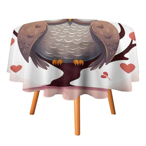 DWVTSLH Eulenliebhaber1 bedruckte runde Tischdecken, Herbst-Tischdecken, knitterfrei, Stoff-Tischdecken, rund, 178 cm, für Esszimmer, Küche, Hochzeit, Party usw von DWVTSLH