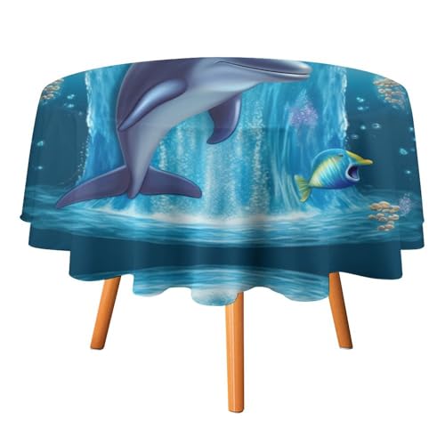 DWVTSLH Runde Tischdecken mit Delfin-Druck, Herbst-Tischdecken, knitterfrei, Stoff-Tischdecken, rund, 178 cm, für Esszimmer, Küche, Hochzeit, Party usw DWVTSLH Runde Tischdecken mit Delfin-Druck, Herbst-Tischdecken, knitterfrei, Stoff-Tischdecken, rund, 178 cm, für Esszimmer, Küche, Hochzeit, Party usw von DWVTSLH
