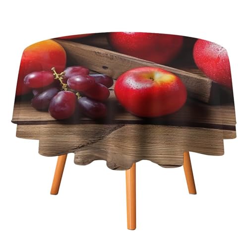 DWVTSLH Runde Tischdecken mit Früchten auf Holz, Herbst-Tischdecken, knitterfrei, Stoff-Tischdecken, rund, 178 cm, für Esszimmer, Küche, Hochzeit, Party usw DWVTSLH Runde Tischdecken mit Früchten auf Holz, Herbst-Tischdecken, knitterfrei, Stoff-Tischdecken, rund, 178 cm, für Esszimmer, Küche, Hochzeit, Party usw von DWVTSLH