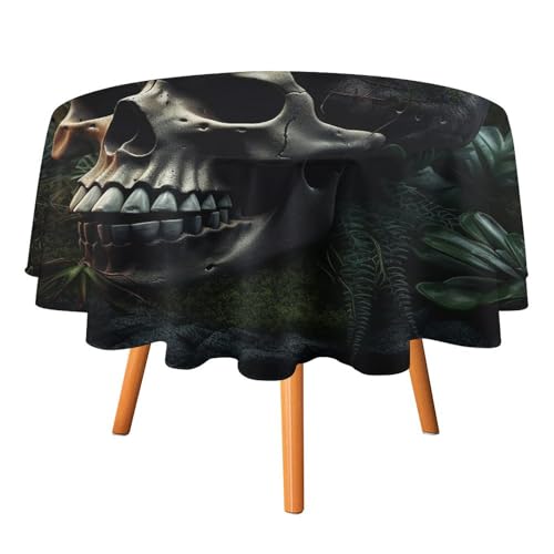 DWVTSLH Runde Tischdecken mit Totenkopf- und Pflanzenmotiv, Herbst-Tischdecken, knitterfrei, Stoff-Tischdecken, rund, 178 cm, für Esszimmer, Küche, Hochzeit, Party usw DWVTSLH Runde Tischdecken mit Totenkopf- und Pflanzenmotiv, Herbst-Tischdecken, knitterfrei, Stoff-Tischdecken, rund, 178 cm, für Esszimmer, Küche, Hochzeit, Party usw von DWVTSLH
