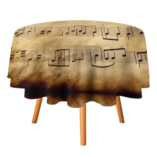 DWVTSLH Runde Tischdecken mit Vintage-Musiknoten-Kunstdruck, Herbst-Tischdecken, knitterfrei, Stoff-Tischdecken, rund, 178 cm, für Esszimmer, Küche, Hochzeit, Party usw DWVTSLH Runde Tischdecken mit Vintage-Musiknoten-Kunstdruck, Herbst-Tischdecken, knitterfrei, Stoff-Tischdecken, rund, 178 cm, für Esszimmer, Küche, Hochzeit, Party usw von DWVTSLH