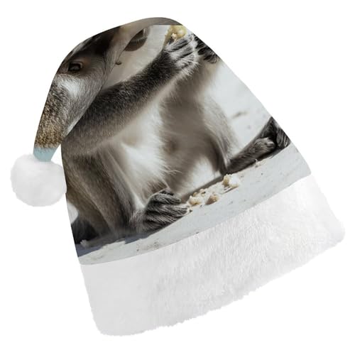 DWVTSLH Weihnachtsmütze, Affe auf dem Boden, bedruckt, Weihnachtsmannmütze, weicher und bequemer Samt, verdickte Weihnachtsmütze, geeignet für Weihnachten, Neujahr, Urlaub, Partyzubehör DWVTSLH Weihnachtsmütze, Affe auf dem Boden, bedruckt, Weihnachtsmannmütze, weicher und bequemer Samt, verdickte Weihnachtsmütze, geeignet für Weihnachten, Neujahr, Urlaub, Partyzubehör von DWVTSLH