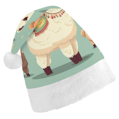 DWVTSLH Weihnachtsmütze, Alpakas, bedruckt, Weihnachtsmannmütze, weicher und bequemer Samt, verdickte Weihnachtsmütze, geeignet für Weihnachten, Neujahr, Urlaub, Partyzubehör DWVTSLH Weihnachtsmütze, Alpakas, bedruckt, Weihnachtsmannmütze, weicher und bequemer Samt, verdickte Weihnachtsmütze, geeignet für Weihnachten, Neujahr, Urlaub, Partyzubehör von DWVTSLH