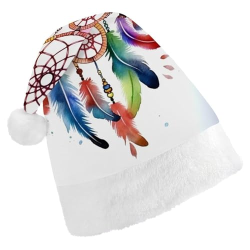 DWVTSLH Weihnachtsmütze, Aquarell-Traumfänger, bedruckt, Weihnachtsmannmütze, weicher und bequemer Samt, verdickte Weihnachtsmütze, geeignet für Weihnachten, Neujahr, Urlaub, Partyzubehör DWVTSLH Weihnachtsmütze, Aquarell-Traumfänger, bedruckt, Weihnachtsmannmütze, weicher und bequemer Samt, verdickte Weihnachtsmütze, geeignet für Weihnachten, Neujahr, Urlaub, Partyzubehör von DWVTSLH