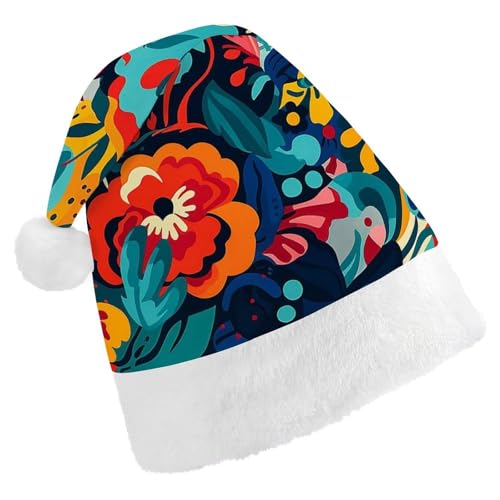 DWVTSLH Weihnachtsmütze, Blumendesign, bedruckt, Weihnachtsmannmütze, weicher und bequemer Samt, verdickte Weihnachtsmütze, geeignet für Weihnachten, Neujahr, Urlaub, Partyzubehör DWVTSLH Weihnachtsmütze, Blumendesign, bedruckt, Weihnachtsmannmütze, weicher und bequemer Samt, verdickte Weihnachtsmütze, geeignet für Weihnachten, Neujahr, Urlaub, Partyzubehör von DWVTSLH