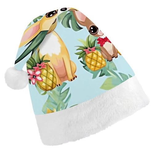 DWVTSLH Weihnachtsmütze, Chihuahua, Hund, Ananas, bedruckt, Weihnachtsmannmütze, weicher und bequemer Samt, verdickte Weihnachtsmütze, geeignet für Weihnachten, Neujahr, Urlaub, Partyzubehör DWVTSLH Weihnachtsmütze, Chihuahua, Hund, Ananas, bedruckt, Weihnachtsmannmütze, weicher und bequemer Samt, verdickte Weihnachtsmütze, geeignet für Weihnachten, Neujahr, Urlaub, Partyzubehör von DWVTSLH