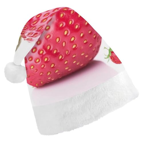 DWVTSLH Weihnachtsmütze, Erdbeer-Druck, Weihnachtsmannmütze, weicher und bequemer Samt, verdickte Weihnachtsmütze, geeignet für Weihnachten, Neujahr, Urlaub, Partyzubehör DWVTSLH Weihnachtsmütze, Erdbeer-Druck, Weihnachtsmannmütze, weicher und bequemer Samt, verdickte Weihnachtsmütze, geeignet für Weihnachten, Neujahr, Urlaub, Partyzubehör von DWVTSLH
