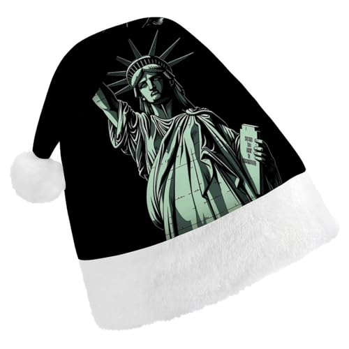 DWVTSLH Weihnachtsmütze, Freiheitsstatue, Muster, bedruckt, Weihnachtsmannmütze, weicher und bequemer Samt, verdickte Weihnachtsmütze, geeignet für Weihnachten, Neujahr, Urlaub, Partyzubehör DWVTSLH Weihnachtsmütze, Freiheitsstatue, Muster, bedruckt, Weihnachtsmannmütze, weicher und bequemer Samt, verdickte Weihnachtsmütze, geeignet für Weihnachten, Neujahr, Urlaub, Partyzubehör von DWVTSLH