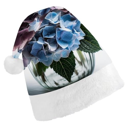 DWVTSLH Weihnachtsmütze, Hortensien, Blumen in Vase, bedruckt, Weihnachtsmannmütze, weicher und bequemer Samt, verdickte Weihnachtsmütze, geeignet für Weihnachten, Neujahr, Urlaub, Partyzubehör DWVTSLH Weihnachtsmütze, Hortensien, Blumen in Vase, bedruckt, Weihnachtsmannmütze, weicher und bequemer Samt, verdickte Weihnachtsmütze, geeignet für Weihnachten, Neujahr, Urlaub, Partyzubehör von DWVTSLH