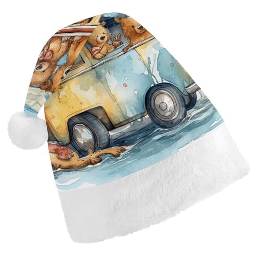 DWVTSLH Weihnachtsmütze, LKW und Bär, bedruckt, Weihnachtsmannmütze, weicher und bequemer Samt, verdickte Weihnachtsmütze, geeignet für Weihnachten, Neujahr, Urlaub, Partyzubehör DWVTSLH Weihnachtsmütze, LKW und Bär, bedruckt, Weihnachtsmannmütze, weicher und bequemer Samt, verdickte Weihnachtsmütze, geeignet für Weihnachten, Neujahr, Urlaub, Partyzubehör von DWVTSLH