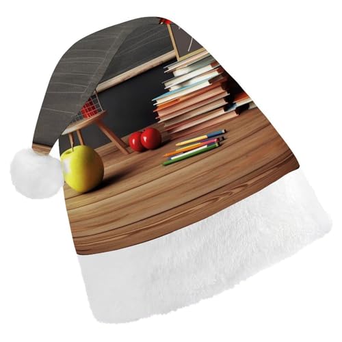 DWVTSLH Weihnachtsmütze, Lehrer, Klassenzimmer, Kreidetafel, bedruckt, Weihnachtsmannmütze, weicher und bequemer Samt, verdickte Weihnachtsmütze, geeignet für Weihnachten, Neujahr, Urlaub DWVTSLH Weihnachtsmütze, Lehrer, Klassenzimmer, Kreidetafel, bedruckt, Weihnachtsmannmütze, weicher und bequemer Samt, verdickte Weihnachtsmütze, geeignet für Weihnachten, Neujahr, Urlaub von DWVTSLH