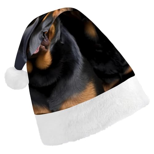 DWVTSLH Weihnachtsmütze, Rottweiler-Tapete, bedruckt, Weihnachtsmannmütze, weicher und bequemer Samt, verdickte Weihnachtsmütze, geeignet für Weihnachten, Neujahr, Urlaub, Partyzubehör DWVTSLH Weihnachtsmütze, Rottweiler-Tapete, bedruckt, Weihnachtsmannmütze, weicher und bequemer Samt, verdickte Weihnachtsmütze, geeignet für Weihnachten, Neujahr, Urlaub, Partyzubehör von DWVTSLH