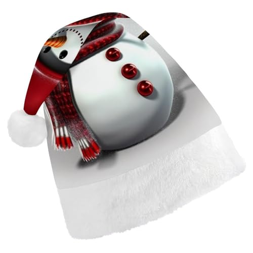 DWVTSLH Weihnachtsmütze, Schneemann, bedruckt, Weihnachtsmannmütze, weicher und bequemer Samt, verdickte Weihnachtsmütze, geeignet für Weihnachten, Neujahr, Urlaub, Partyzubehör DWVTSLH Weihnachtsmütze, Schneemann, bedruckt, Weihnachtsmannmütze, weicher und bequemer Samt, verdickte Weihnachtsmütze, geeignet für Weihnachten, Neujahr, Urlaub, Partyzubehör von DWVTSLH