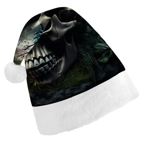 DWVTSLH Weihnachtsmütze, Totenkopf und Pflanzen, bedruckt, Weihnachtsmannmütze, weicher und bequemer Samt, verdickte Weihnachtsmütze, geeignet für Weihnachten, Neujahr, Urlaub, Partyzubehör DWVTSLH Weihnachtsmütze, Totenkopf und Pflanzen, bedruckt, Weihnachtsmannmütze, weicher und bequemer Samt, verdickte Weihnachtsmütze, geeignet für Weihnachten, Neujahr, Urlaub, Partyzubehör von DWVTSLH