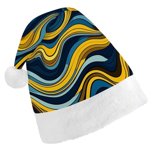 DWVTSLH Weihnachtsmütze, Wellenmuster, bedruckt, Weihnachtsmannmütze, weicher und bequemer Samt, verdickte Weihnachtsmütze, geeignet für Weihnachten, Neujahr, Urlaub, Partyzubehör DWVTSLH Weihnachtsmütze, Wellenmuster, bedruckt, Weihnachtsmannmütze, weicher und bequemer Samt, verdickte Weihnachtsmütze, geeignet für Weihnachten, Neujahr, Urlaub, Partyzubehör von DWVTSLH