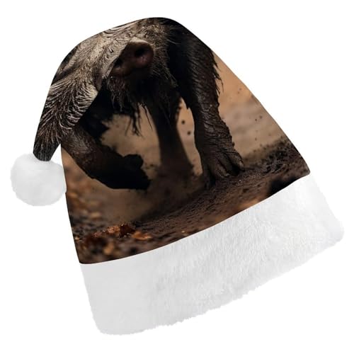 DWVTSLH Weihnachtsmütze, Wildschwein-Fotos, bedruckt, Weihnachtsmannmütze, weicher und bequemer Samt, verdickte Weihnachtsmütze, geeignet für Weihnachten, Neujahr, Urlaub, Partyzubehör DWVTSLH Weihnachtsmütze, Wildschwein-Fotos, bedruckt, Weihnachtsmannmütze, weicher und bequemer Samt, verdickte Weihnachtsmütze, geeignet für Weihnachten, Neujahr, Urlaub, Partyzubehör von DWVTSLH