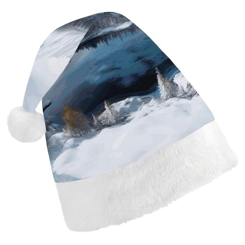 DWVTSLH Weihnachtsmütze, Winter, Berge, Schneeszene, bedruckt, Weihnachtsmannmütze, weicher und bequemer Samt, verdickte Weihnachtsmütze, geeignet für Weihnachten, Neujahr, Urlaub, Partyzubehör DWVTSLH Weihnachtsmütze, Winter, Berge, Schneeszene, bedruckt, Weihnachtsmannmütze, weicher und bequemer Samt, verdickte Weihnachtsmütze, geeignet für Weihnachten, Neujahr, Urlaub, Partyzubehör von DWVTSLH