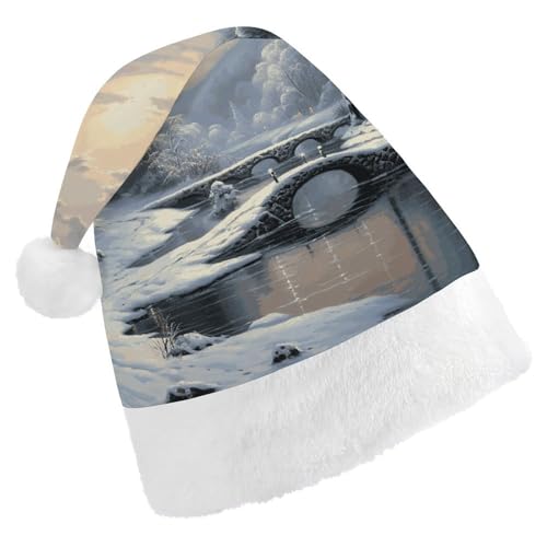 DWVTSLH Weihnachtsmütze, Winter-Schneeszene, bedruckt, Weihnachtsmannmütze, weicher und bequemer Samt, verdickte Weihnachtsmütze, geeignet für Weihnachten, Neujahr, Urlaub, Partyzubehör DWVTSLH Weihnachtsmütze, Winter-Schneeszene, bedruckt, Weihnachtsmannmütze, weicher und bequemer Samt, verdickte Weihnachtsmütze, geeignet für Weihnachten, Neujahr, Urlaub, Partyzubehör von DWVTSLH