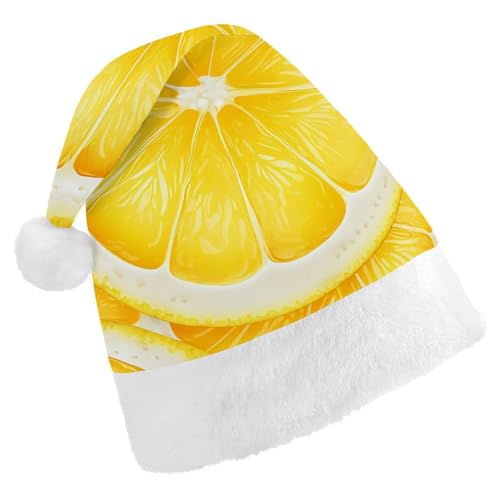DWVTSLH Weihnachtsmütze, Zitronenscheiben-Muster, bedruckt, Weihnachtsmannmütze, weicher und bequemer Samt, verdickte Weihnachtsmütze, geeignet für Weihnachten, Neujahr, Urlaub, Partyzubehör DWVTSLH Weihnachtsmütze, Zitronenscheiben-Muster, bedruckt, Weihnachtsmannmütze, weicher und bequemer Samt, verdickte Weihnachtsmütze, geeignet für Weihnachten, Neujahr, Urlaub, Partyzubehör von DWVTSLH