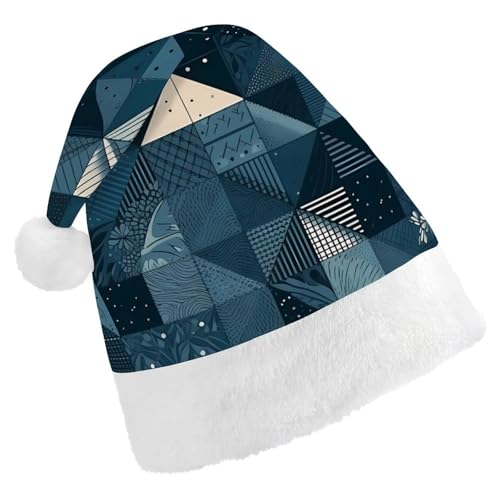 DWVTSLH Weihnachtsmütze, blau, geometrisches Muster, bedruckt, Weihnachtsmannmütze, weicher und bequemer Samt, verdickte Weihnachtsmütze, geeignet für Weihnachten, Neujahr, Urlaub, Partyzubehör DWVTSLH Weihnachtsmütze, blau, geometrisches Muster, bedruckt, Weihnachtsmannmütze, weicher und bequemer Samt, verdickte Weihnachtsmütze, geeignet für Weihnachten, Neujahr, Urlaub, Partyzubehör von DWVTSLH