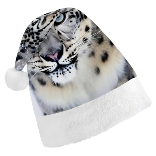 DWVTSLH Weihnachtsmütze, blauäugiger Schneeleopard, bedruckt, Weihnachtsmannmütze, weicher und bequemer Samt, verdickte Weihnachtsmütze, geeignet für Weihnachten, Neujahr, Urlaub, Partyzubehör DWVTSLH Weihnachtsmütze, blauäugiger Schneeleopard, bedruckt, Weihnachtsmannmütze, weicher und bequemer Samt, verdickte Weihnachtsmütze, geeignet für Weihnachten, Neujahr, Urlaub, Partyzubehör von DWVTSLH
