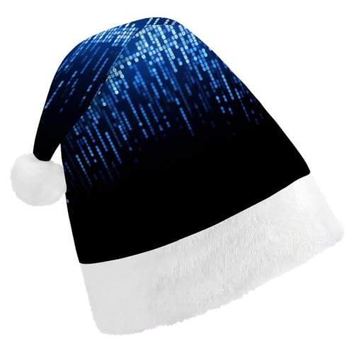 DWVTSLH Weihnachtsmütze, blaue Binär-bedruckte Weihnachtsmannmütze, weicher und bequemer Samt, verdickte Weihnachtsmütze, geeignet für Weihnachten, Neujahr, Urlaub, Partyzubehör DWVTSLH Weihnachtsmütze, blaue Binär-bedruckte Weihnachtsmannmütze, weicher und bequemer Samt, verdickte Weihnachtsmütze, geeignet für Weihnachten, Neujahr, Urlaub, Partyzubehör von DWVTSLH