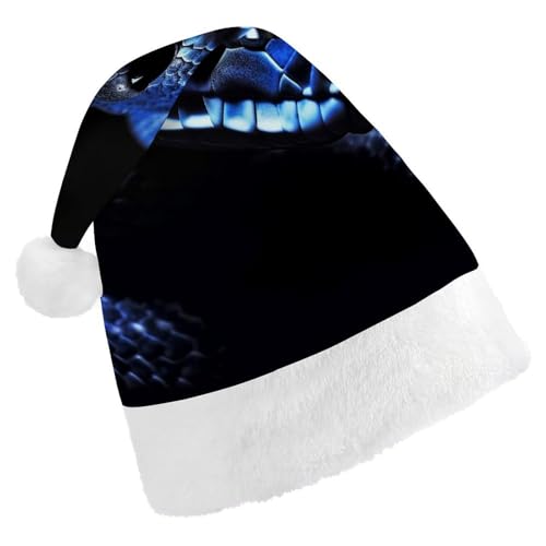 DWVTSLH Weihnachtsmütze, blaue Schlange, bedruckt, Weihnachtsmannmütze, weicher und bequemer Samt, verdickte Weihnachtsmütze, geeignet für Weihnachten, Neujahr, Urlaub, Partyzubehör DWVTSLH Weihnachtsmütze, blaue Schlange, bedruckt, Weihnachtsmannmütze, weicher und bequemer Samt, verdickte Weihnachtsmütze, geeignet für Weihnachten, Neujahr, Urlaub, Partyzubehör von DWVTSLH