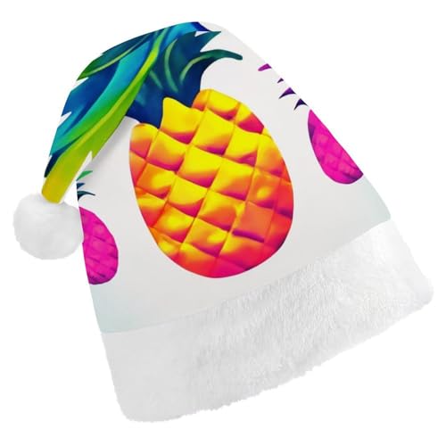 DWVTSLH Weihnachtsmütze, bunte Ananas, bedruckt, Weihnachtsmannmütze, weicher und bequemer Samt, verdickte Weihnachtsmütze, geeignet für Weihnachten, Neujahr, Urlaub, Partyzubehör DWVTSLH Weihnachtsmütze, bunte Ananas, bedruckt, Weihnachtsmannmütze, weicher und bequemer Samt, verdickte Weihnachtsmütze, geeignet für Weihnachten, Neujahr, Urlaub, Partyzubehör von DWVTSLH