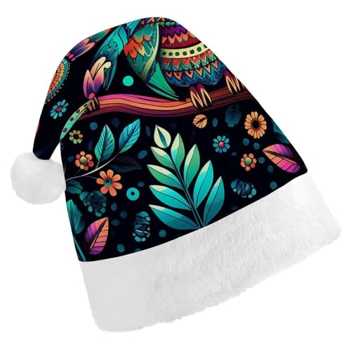 DWVTSLH Weihnachtsmütze, bunte Eulenbilder, bedruckt, Weihnachtsmannmütze, weicher und bequemer Samt, verdickte Weihnachtsmütze, geeignet für Weihnachten, Neujahr, Urlaub, Partyzubehör DWVTSLH Weihnachtsmütze, bunte Eulenbilder, bedruckt, Weihnachtsmannmütze, weicher und bequemer Samt, verdickte Weihnachtsmütze, geeignet für Weihnachten, Neujahr, Urlaub, Partyzubehör von DWVTSLH