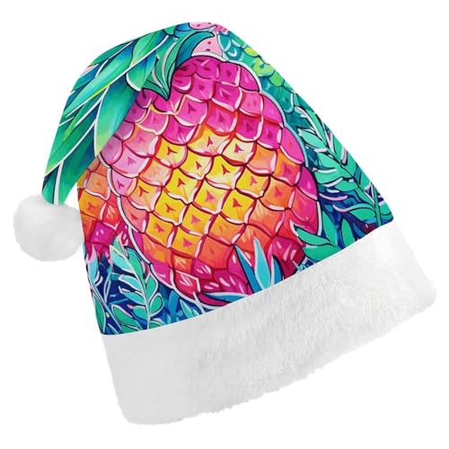 DWVTSLH Weihnachtsmütze, drei große Ananas, bedruckt, Weihnachtsmannmütze, weicher und bequemer Samt, verdickte Weihnachtsmütze, geeignet für Weihnachten, Neujahr, Urlaub, Partyzubehör DWVTSLH Weihnachtsmütze, drei große Ananas, bedruckt, Weihnachtsmannmütze, weicher und bequemer Samt, verdickte Weihnachtsmütze, geeignet für Weihnachten, Neujahr, Urlaub, Partyzubehör von DWVTSLH