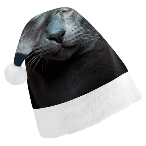 DWVTSLH Weihnachtsmütze, graue Katze, bedruckt, Weihnachtsmannmütze, weicher und bequemer Samt, verdickte Weihnachtsmütze, geeignet für Weihnachten, Neujahr, Urlaub, Partyzubehör DWVTSLH Weihnachtsmütze, graue Katze, bedruckt, Weihnachtsmannmütze, weicher und bequemer Samt, verdickte Weihnachtsmütze, geeignet für Weihnachten, Neujahr, Urlaub, Partyzubehör von DWVTSLH