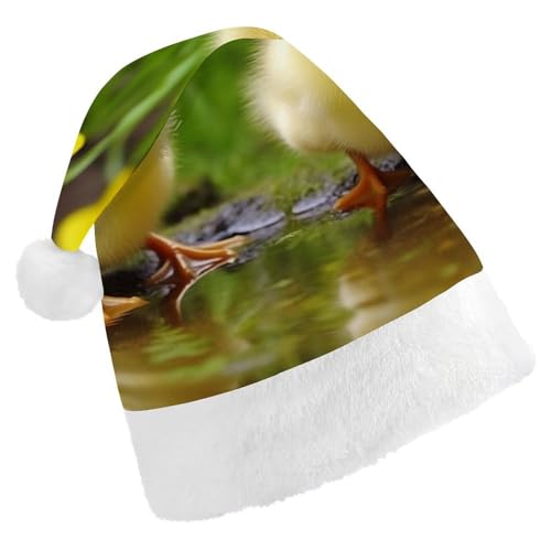 DWVTSLH Weihnachtsmütze, niedliche Baby-Enten, bedruckt, Weihnachtsmannmütze, weicher und bequemer Samt, verdickte Weihnachtsmütze, geeignet für Weihnachten, Neujahr, Urlaub, Partyzubehör DWVTSLH Weihnachtsmütze, niedliche Baby-Enten, bedruckt, Weihnachtsmannmütze, weicher und bequemer Samt, verdickte Weihnachtsmütze, geeignet für Weihnachten, Neujahr, Urlaub, Partyzubehör von DWVTSLH