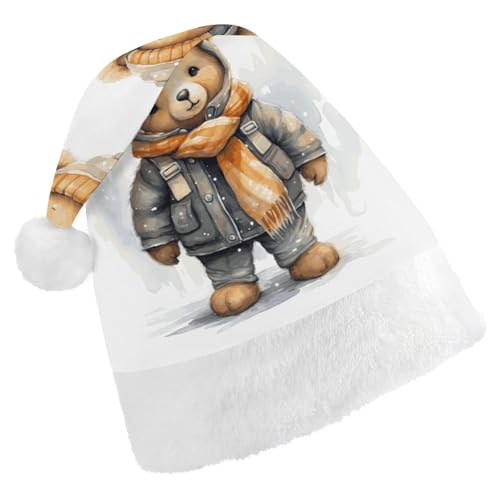 DWVTSLH Weihnachtsmütze, niedlicher Bär, bedruckt, Weihnachtsmannmütze, weicher und bequemer Samt, verdickte Weihnachtsmütze, geeignet für Weihnachten, Neujahr, Urlaub, Partyzubehör DWVTSLH Weihnachtsmütze, niedlicher Bär, bedruckt, Weihnachtsmannmütze, weicher und bequemer Samt, verdickte Weihnachtsmütze, geeignet für Weihnachten, Neujahr, Urlaub, Partyzubehör von DWVTSLH