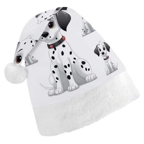 DWVTSLH Weihnachtsmütze, niedlicher Dalmatiner-Druck, Weihnachtsmannmütze, weicher und bequemer Samt, verdickte Weihnachtsmütze, geeignet für Weihnachten, Neujahr, Urlaub, Partyzubehör DWVTSLH Weihnachtsmütze, niedlicher Dalmatiner-Druck, Weihnachtsmannmütze, weicher und bequemer Samt, verdickte Weihnachtsmütze, geeignet für Weihnachten, Neujahr, Urlaub, Partyzubehör von DWVTSLH