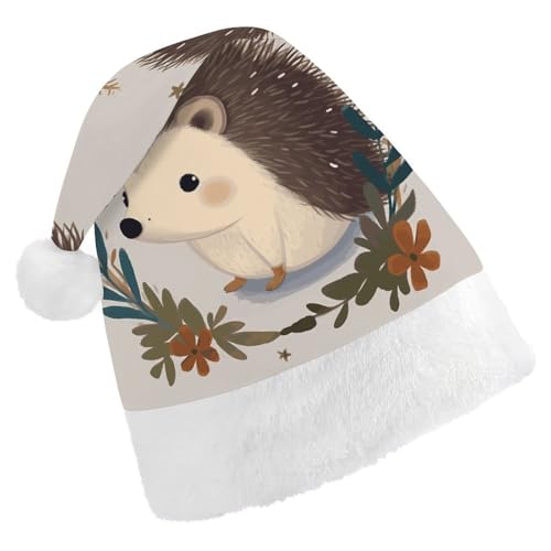 DWVTSLH Weihnachtsmütze, niedlicher kleiner Igel, bedruckt, Weihnachtsmannmütze, weicher und bequemer Samt, verdickte Weihnachtsmütze, geeignet für Weihnachten, Neujahr, Urlaub, Partyzubehör DWVTSLH Weihnachtsmütze, niedlicher kleiner Igel, bedruckt, Weihnachtsmannmütze, weicher und bequemer Samt, verdickte Weihnachtsmütze, geeignet für Weihnachten, Neujahr, Urlaub, Partyzubehör von DWVTSLH