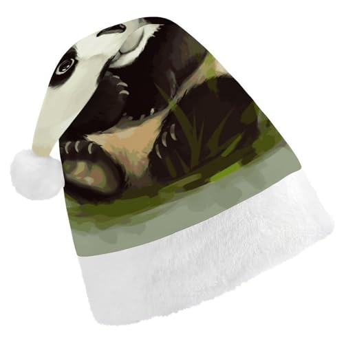 DWVTSLH Weihnachtsmütze, niedlicher kleiner Panda, bedruckt, Weihnachtsmannmütze, weicher und bequemer Samt, verdickte Weihnachtsmütze, geeignet für Weihnachten, Neujahr, Urlaub, Partyzubehör DWVTSLH Weihnachtsmütze, niedlicher kleiner Panda, bedruckt, Weihnachtsmannmütze, weicher und bequemer Samt, verdickte Weihnachtsmütze, geeignet für Weihnachten, Neujahr, Urlaub, Partyzubehör von DWVTSLH