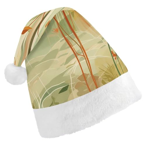 DWVTSLH Weihnachtsmütze, orangefarbene Linie, Kunst, bedruckt, Weihnachtsmannmütze, weicher und bequemer Samt, verdickte Weihnachtsmütze, geeignet für Weihnachten, Neujahr, Urlaub, Partyzubehör DWVTSLH Weihnachtsmütze, orangefarbene Linie, Kunst, bedruckt, Weihnachtsmannmütze, weicher und bequemer Samt, verdickte Weihnachtsmütze, geeignet für Weihnachten, Neujahr, Urlaub, Partyzubehör von DWVTSLH